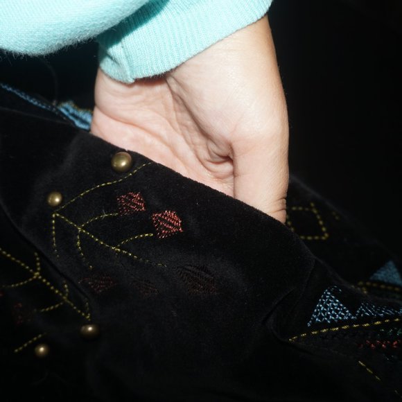 Chicos Velvet Embroidered Grommet Jacket 0 - Picture 12 of 12